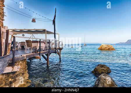 Strade e vicoli pittoreschi nel villaggio di mare, Scilla, Italia Foto Stock