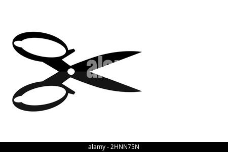 Forbici e linee tratteggiate con forma di freccia, rendering 3D Foto Stock