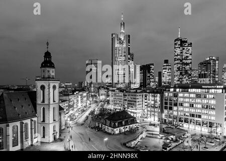 Vista sullo skyline di Francoforte con Hauptwache Foto Stock