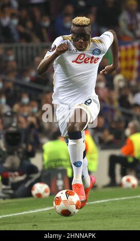 Barcellona, Catalogna, Espana. 17th Feb 2022. Durante la partita di calcio dell'Europa League FC Barcellona vs SSC Napoli il 17 febbraio 2022 allo stadio Camp Nou di Barcellona.in foto: Victor Osimhen (Credit Image: © Fabio Sasso/ZUMA Press Wire) Foto Stock