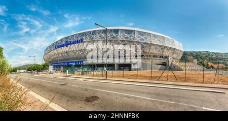 Vista esterna dello stadio Allianz Riviera Stade de Nice, Francia Foto Stock