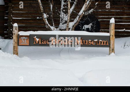 Cartello del Museo MacBride, Whitehorse, Yukon, Canada Foto Stock