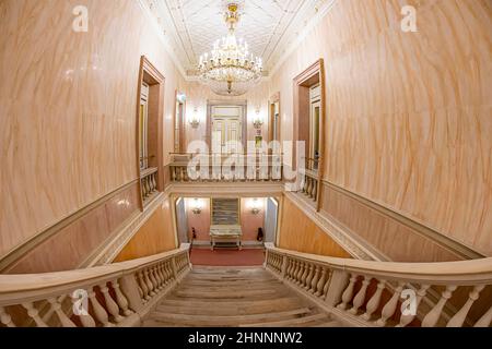 Interno del Teatro la Fenice. Il Teatro la Fenice, 'The Phoenix', è un teatro dell'opera, uno dei più famosi e rinomati monumenti storici del teatro italiano Foto Stock