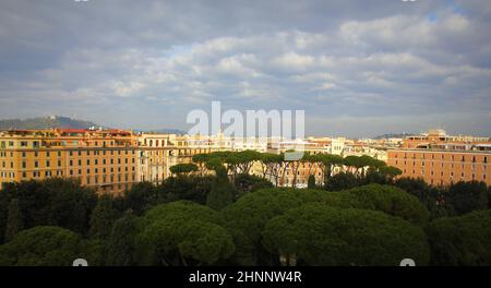 Panorama di Roma da Angelo Castello (Castel Sant'Angelo). Foto Stock