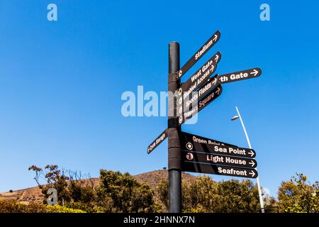 Segnaletica stradale, Cape Town Sea Point Green Point Park. Foto Stock