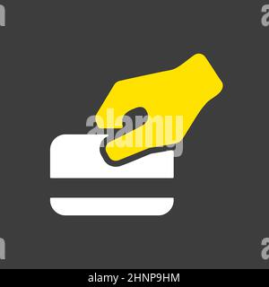 Strisciare a mano la carta di credito durante l'acquisto icona a forma di glifo. Segno di affari. Simbolo grafico per il design del sito Web, il logo, l'app, l'interfaccia utente. Illustrazione vettoriale, e Foto Stock