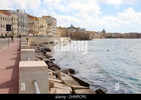 Vista panoramica di Trapani, Sicilia, Italia Foto Stock