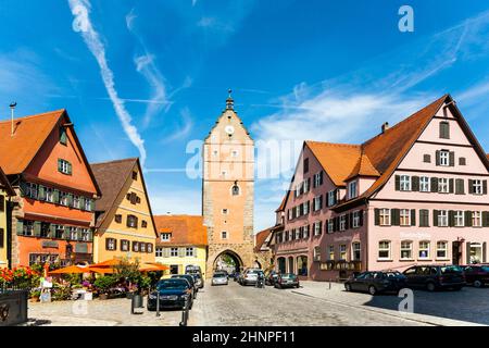 Romantico Dinkelsbuehl, città di fine Middleages Foto Stock