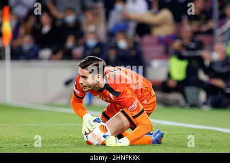 Barcellona, Spagna. 17th Feb 2022. Meret in azione durante la partita della UEFA Europa League tra il FC Barcelona e la SSC Napoli allo stadio Camp Nou di Barcellona, in Spagna. Credit: Christian Bertrand/Alamy Live News Foto Stock