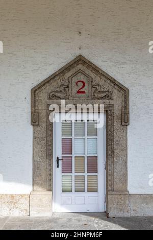 Storica Bathhouse presso lo Sprudelhof a Bad Nauheim Foto Stock