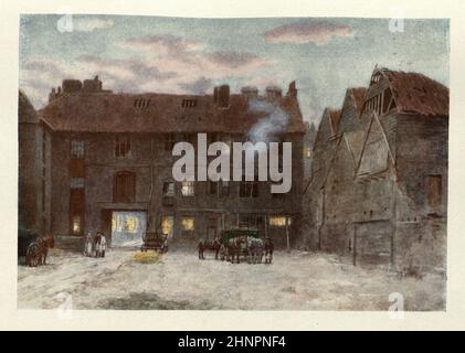 Old London, retro del White Hart Inn, Southwark, 1884. Philip Norman Foto Stock