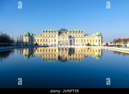 Palazzo Belvedere superiore - il complesso barocco fu costruito come residenza estiva per il Principe Eugenio di Savoia, completato nel 1723 a Vienna Foto Stock