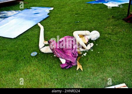 Statue di Dea dalla parata per il compleanno dei Re Foto Stock