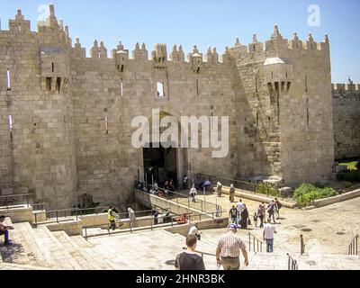 Porta di Damasco a Gerusalemme, Israele Foto Stock