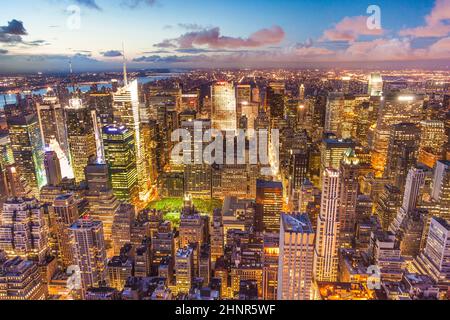 New York di notte dall'Empire state Building Foto Stock