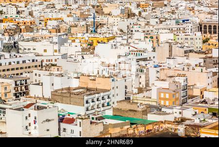 Case bianche ad Arrecife, lanzarote Foto Stock