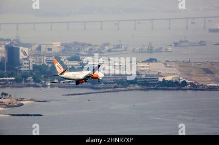 VOLO GOL in atterraggio a Santos Dumont Airpot a Rio de Janeiro Foto Stock