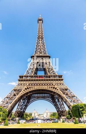 Vista della costruzione della Torre Eiffel, pari Foto Stock