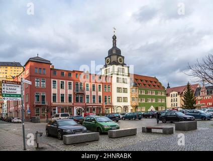 Vista della città vecchia di Rudolstein nel Land della Turingia Foto Stock