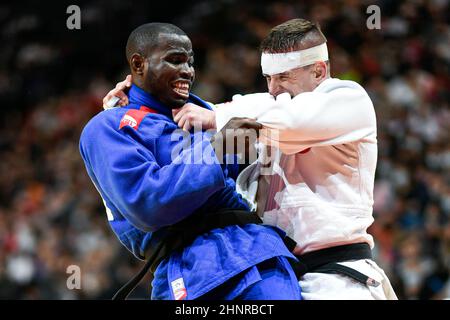 -90 kg, Ivan Felipe Silva Morales di Cuba e Mihael Zgank di Turchia gareggiano durante il Paris Grand Slam 2022, IJF World Judo Tour il 6 febbraio 2022 presso l'Accor Arena di Parigi, Francia - Foto Victor Joly / DPPI Foto Stock