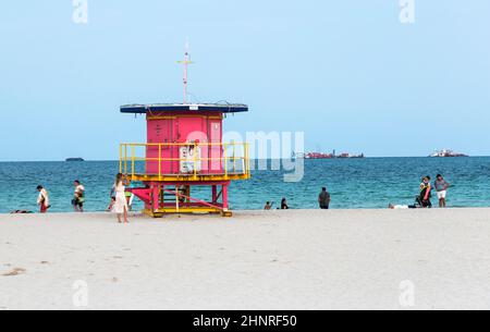 Bagnino Stand, South Beach di Miami, Florida Foto Stock