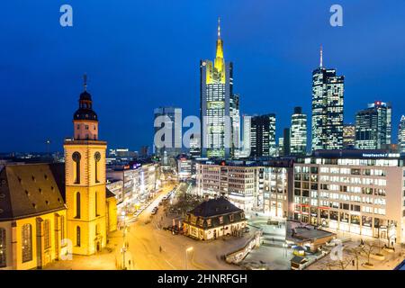 Vista sullo skyline di Francoforte con Hauptwache Foto Stock