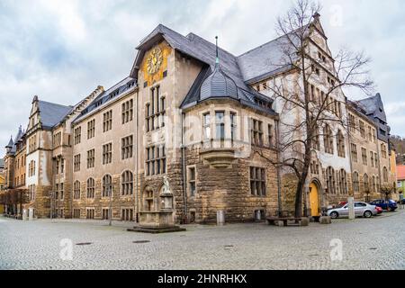 Vista della città vecchia di Rudolstein nel Land della Turingia Foto Stock