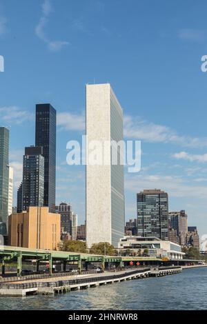 Il quartier generale delle Nazioni Unite sul fiume East a New York City Foto Stock