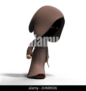 3D-illustrazione di un carino e divertente cartoon reaper con scythe Foto Stock