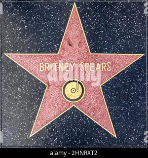 Primo piano di Star sulla Hollywood Walk of Fame per Britney Spears Foto Stock