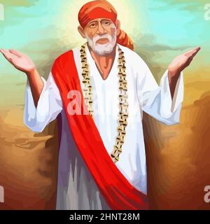 sai baba dio indiano illustrazione cultura Foto Stock