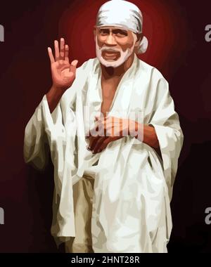 sai baba dio indiano illustrazione cultura Foto Stock