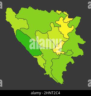 Mappa termica della popolazione della Bosnia-Erzegovina come illustrazione della densità di colore Foto Stock