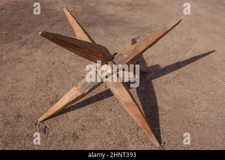 Sudis, antico palo romano. Sudes si è Unito per formare un hedgehog ceco Foto Stock