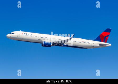 Delta Air Lines Airbus A321 aereo New York JFK aeroporto negli Stati Uniti Foto Stock