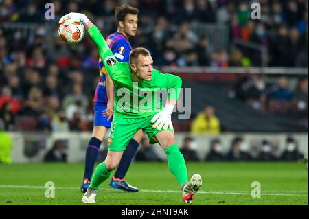Barcellona, Spagna. 17th Feb 2022. Barcellona; Spagna; UEFA Europa League; FC Barcelona Versus Napoli; Marc-Andre ter Stegen (Barca) Credit: Action Plus Sports/Alamy Live News Foto Stock