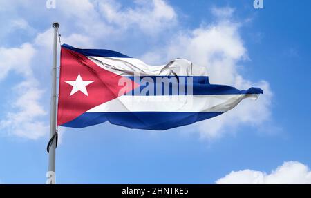 Bandiera cubana - bandiera realistica di tessuto ondulato Foto Stock