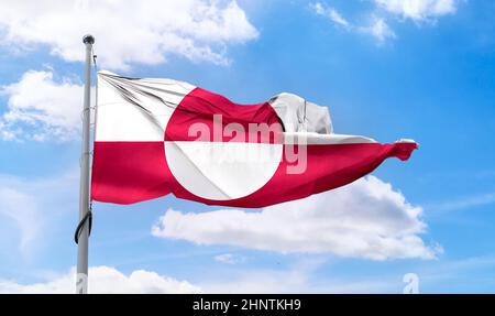 Bandiera della Groenlandia - bandiera realistica del tessuto ondulato Foto Stock