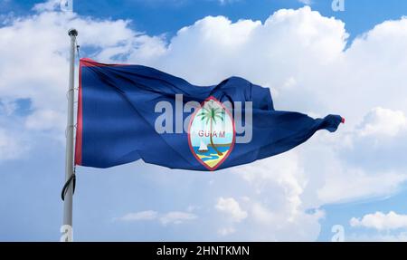 Bandiera di Guam - bandiera realistica di tessuto ondulato Foto Stock