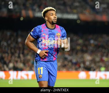 Sabadell, Barcellona, Spagna. 17th Feb 2022. Barcellona Spagna 17.02.2022 Adama Traore (FC Barcellona) si presenta al Camp Nou il 17 febbraio 2021 a Barcellona durante la UEFA Europa League tra il FC Barcellona e la SSC Napoli. (Credit Image: © Xavi Urgeles/ZUMA Press Wire) Credit: ZUMA Press, Inc./Alamy Live News Foto Stock