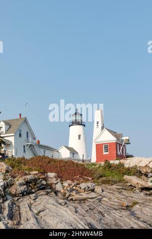 Famoso vecchio faro di Pemaquid a Bristol, USA Foto Stock
