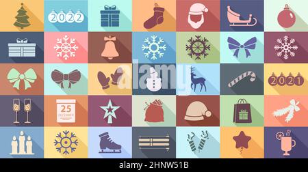 Big New Years Set 35 pezzi elementi per le vacanze di Capodanno - illustrazione vettoriale Foto Stock