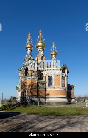 Cappella russa sul Mathildenhoehe a Darmstadt, Germania Foto Stock