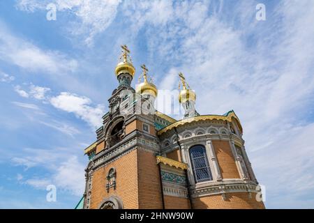 Cappella russa a Darmstadt, Assia, Germania Foto Stock