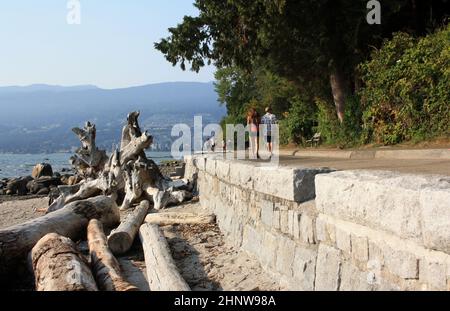 Una bella vista di un muro di mare allo Stanley Park in Canada Foto Stock