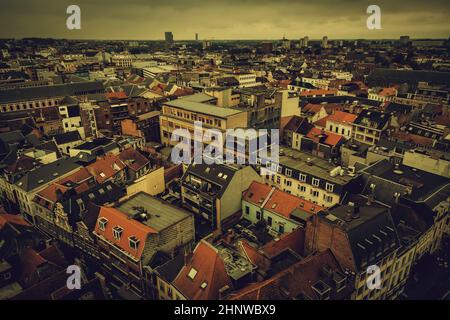 Vista di Ghent dall'altezza, dettaglio del Belgio, turismo Foto Stock