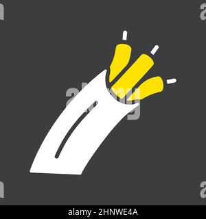 Icona flat glyph vettoriale del cavo elettrico su sfondo scuro. Costruzione, riparazione e costruzione. Simbolo grafico per la progettazione del sito Web, il logo, l'app, l'interfaccia utente Foto Stock