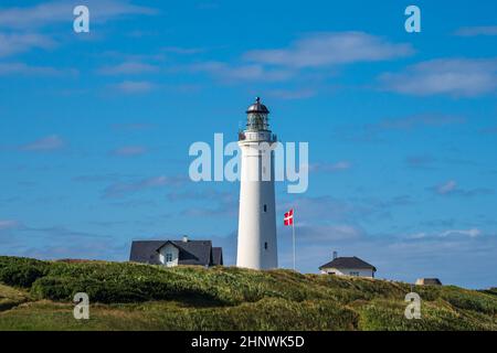 Vista al faro Hirtshals Fyr in Danimarca. Foto Stock