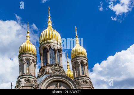 Famosa chiesa ortodossa russa al Neroberg a Wiesbaden, Germania Foto Stock