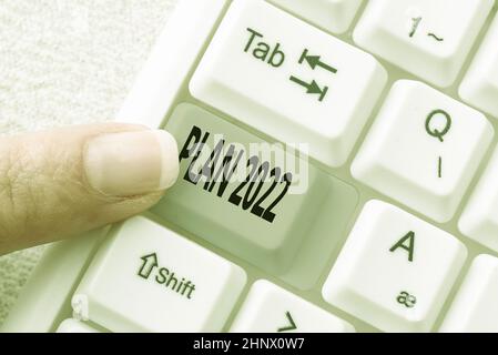 Ispirazione che mostra segno piano 2022, foto concettuale proposta dettagliata per fare o raggiungere qualcosa l'anno prossimo Abstract digitando messaggio di presentazione Foto Stock